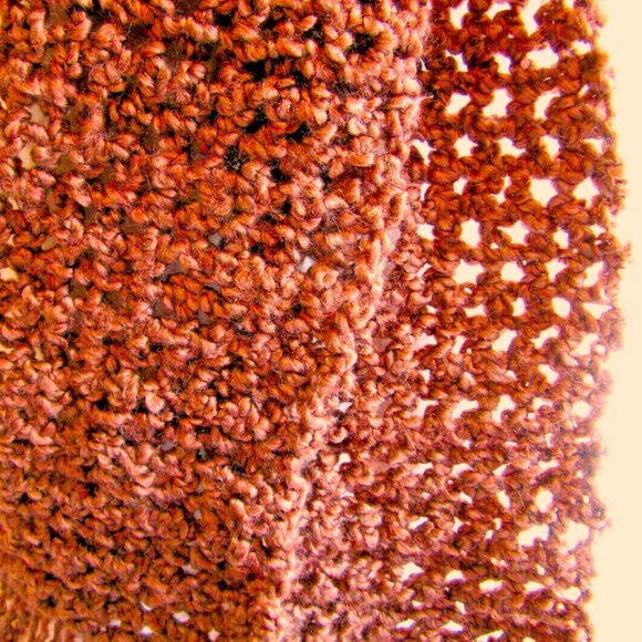 Brown Scarf 100x5 Stripe Handmade Crochet Hand Knit Chunky Christmas Gift NWT - Picture 8 of 8